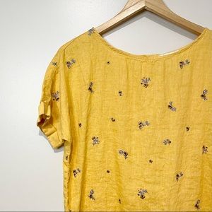 Cynthia Rowley • Yellow Linen Floral Top | size small